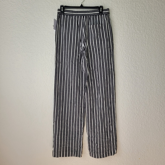 New $375 Equipment Femme Aeslin Striped 100% Silk Straight Pant Sz 2 Black White - Picture 5 of 11